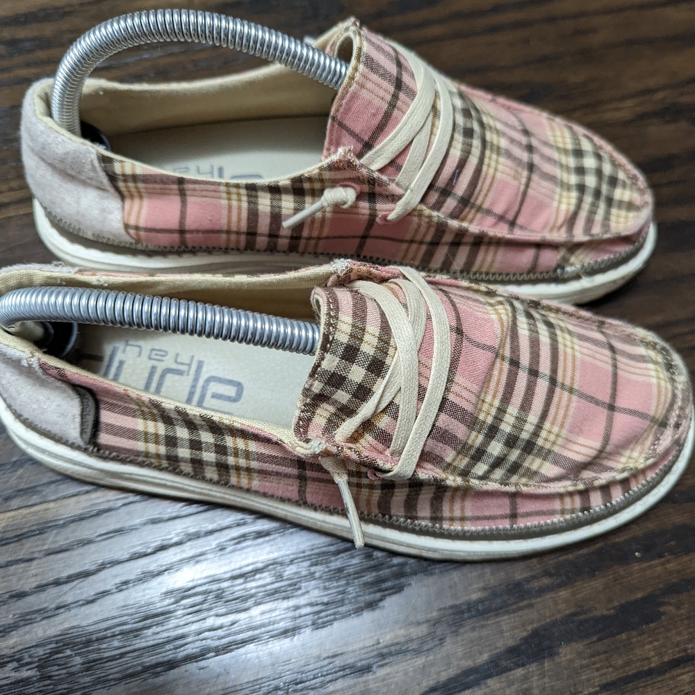 Hey Dude pink plaid